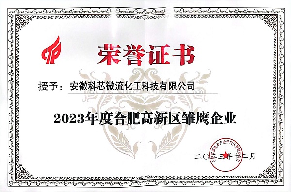 科芯微流榮獲2023年度合肥高新區雛鷹企業